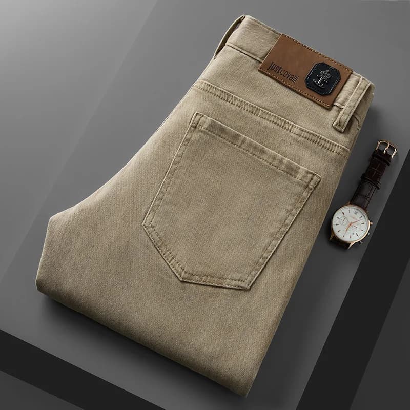 High end autumn new business jeans men's 2025 trendy brand slim fit straight tube elastic versatile casual long pants