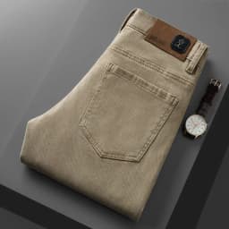 High end autumn new business jeans men's 2025 trendy brand slim fit straight tube elastic versatile casual long pants
