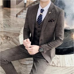 High-quality Men's Fashionable Wedding, Cool and Casual Korean-style Business British-style Suit Set of Three Pieces