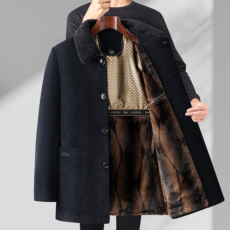 Men Woolen Coats Men's business Casual Trench Coat Winter Coat with wool liner Men 2026 Autumn Winter Wool Coat