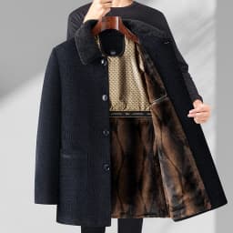 Men Woolen Coats Men's business Casual Trench Coat Winter Coat with wool liner Men 2026 Autumn Winter Wool Coat