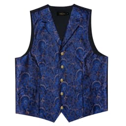 Luxury Royal Blue Paisley Suit Vest Tie Set with Dragon Metal Ring Handkerchief Cufflinks Wedding Prom Tuxedo Waistcoat
