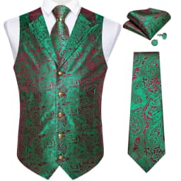 Luxury Royal Blue Paisley Suit Vest Tie Set with Dragon Metal Ring Handkerchief Cufflinks Wedding Prom Tuxedo Waistcoat