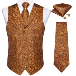 Luxury Royal Blue Paisley Suit Vest Tie Set with Dragon Metal Ring Handkerchief Cufflinks Wedding Prom Tuxedo Waistcoat