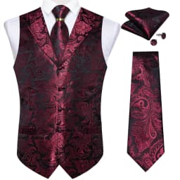 Luxury Royal Blue Paisley Suit Vest Tie Set with Dragon Metal Ring Handkerchief Cufflinks Wedding Prom Tuxedo Waistcoat