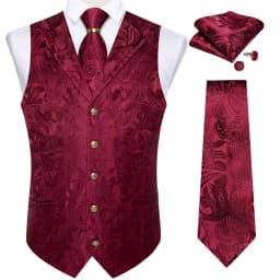 Luxury Royal Blue Paisley Suit Vest Tie Set with Dragon Metal Ring Handkerchief Cufflinks Wedding Prom Tuxedo Waistcoat