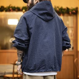 Maden Men's Half Zip Hoodie Textured Seersucker Pullover Jacket Loose Fit Lightweight Outdoor Casual Spring Autumn Top