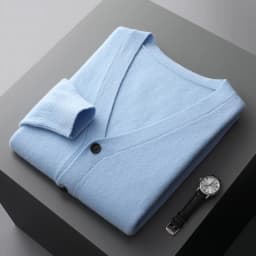 Men's Cardigan Spring Autumn Basic Style 100% Pure Merino Wool Knitted Sweater Large Loose V-neck Jacket Solid Color Casual Top