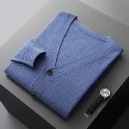 Men's Cardigan Spring Autumn Basic Style 100% Pure Merino Wool Knitted Sweater Large Loose V-neck Jacket Solid Color Casual Top