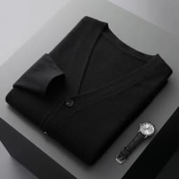 Men's Cardigan Spring Autumn Basic Style 100% Pure Merino Wool Knitted Sweater Large Loose V-neck Jacket Solid Color Casual Top