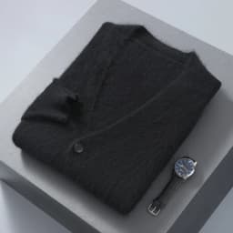 2025 Autumn Winter New Cardigan Men's V-Neck Top 100% Mink Cashmere Knitted Sweater Casual Loose Large Long Sleeved Shirt Jacket