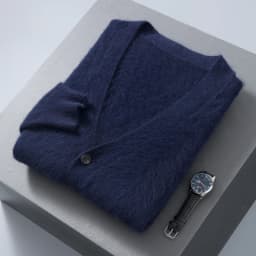 2025 Autumn Winter New Cardigan Men's V-Neck Top 100% Mink Cashmere Knitted Sweater Casual Loose Large Long Sleeved Shirt Jacket
