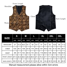 Luxury Brown Paisley Suit Vest Set for Men Neck Tie Pocket Square Cufflinks Wedding Party Tuxedo Male Blazer Waistcoat