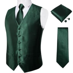 Luxury Brown Paisley Suit Vest Set for Men Neck Tie Pocket Square Cufflinks Wedding Party Tuxedo Male Blazer Waistcoat