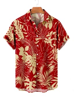 Summer Men's Flower Hawaiian Shirts Casual Vacation Short Sleeve Shirts Collar Button Up Shirts Fashion Steetwear For Mens
