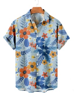 Summer Men's Flower Hawaiian Shirts Casual Vacation Short Sleeve Shirts Collar Button Up Shirts Fashion Steetwear For Mens