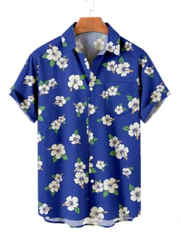 Summer Men's Flower Hawaiian Shirts Casual Vacation Short Sleeve Shirts Collar Button Up Shirts Fashion Steetwear For Mens
