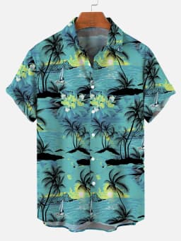 Summer Men's Flower Hawaiian Shirts Casual Vacation Short Sleeve Shirts Collar Button Up Shirts Fashion Steetwear For Mens