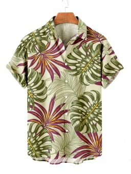 Summer Men's Flower Hawaiian Shirts Casual Vacation Short Sleeve Shirts Collar Button Up Shirts Fashion Steetwear For Mens