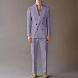 High End Suit For Men Cream Double Breasted Tuxedo Wedding Party Prom Beach Casual Business Suit Two Piece Jacket Pant
