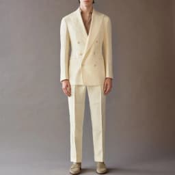 High End Suit For Men Cream Double Breasted Tuxedo Wedding Party Prom Beach Casual Business Suit Two Piece Jacket Pant