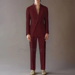 High End Suit For Men Cream Double Breasted Tuxedo Wedding Party Prom Beach Casual Business Suit Two Piece Jacket Pant