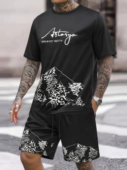 4PCS Men's Sportswear Top and Bottom Set T-shirt and Shorts Set Casual Sportswear Summer Dress Fashion Dress Men's Gift