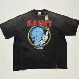 Nice Washed SAINT Cartoon Angel Print T Shirt Men Women Oversize Tee Tops T-Shirt
