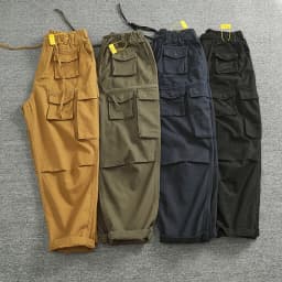 Cargo pants Men's outdoor scratch resistant material pocket loose plus size casual straight leg pants