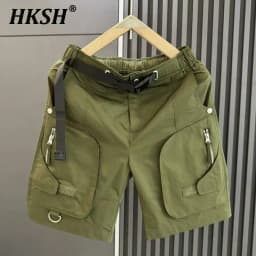 HKSH Summer New American Casual Large Pocket Safari Style Shorts Man Tide Loose Versatile Outdoor Functional Youth Capris HK4754