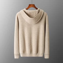 Autumn Winter New 100% Merino Wool Men's Zipper Hooded Coat Thick Sweater Warm Long Sleeved Knitted Cardigan men's coat