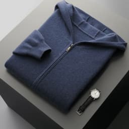 Autumn Winter New 100% Merino Wool Men's Zipper Hooded Coat Thick Sweater Warm Long Sleeved Knitted Cardigan men's coat