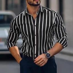 Men's Shirt Dress Shirt Striped Shirt Casual Shirt Button Up Shirt Vertical Stripes Wedding Outdoor Long Sleeve Spring Clothing