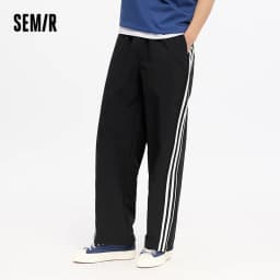 Semir Vintage Sporty Casual Pants Men Loose Straight Fit Cooling 2025 Summer New Color Block Trendy Long Pants