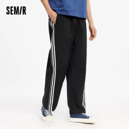 Semir Vintage Sporty Casual Pants Men Loose Straight Fit Cooling 2025 Summer New Color Block Trendy Long Pants