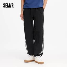 Semir Vintage Sporty Casual Pants Men Loose Straight Fit Cooling 2025 Summer New Color Block Trendy Long Pants