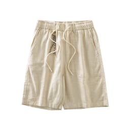 DUKEEN Men's Linen Blend Cargo Shorts Summer Breathable Drawstring Casual Beach Shorts Loose Fit Knee Length Straight Leg Shorts