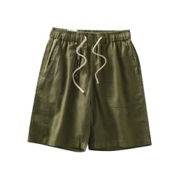 DUKEEN Men's Linen Blend Cargo Shorts Summer Breathable Drawstring Casual Beach Shorts Loose Fit Knee Length Straight Leg Shorts