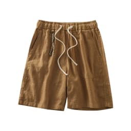 DUKEEN Men's Linen Blend Cargo Shorts Summer Breathable Drawstring Casual Beach Shorts Loose Fit Knee Length Straight Leg Shorts