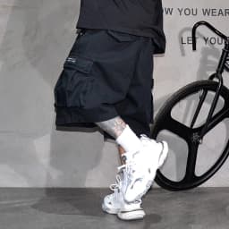 Japanese Korean Cargo Shorts For Men Summer Heavyweight Cotton 5-Inch Premium Distressed Streetwear Trendy Casual Pants Male