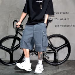 Japanese Korean Cargo Shorts For Men Summer Heavyweight Cotton 5-Inch Premium Distressed Streetwear Trendy Casual Pants Male