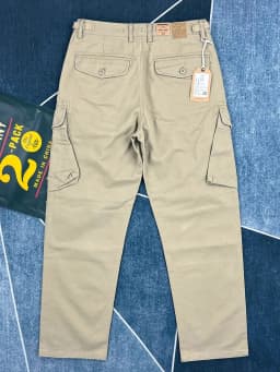 Men's Heavyweight 100% Cotton American Work Pants - Khaki Multi-Pocket Slim Straight-Leg Casual Cargo Trousers for Autumn