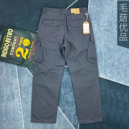 Men's Heavyweight 100% Cotton American Work Pants - Khaki Multi-Pocket Slim Straight-Leg Casual Cargo Trousers for Autumn