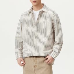 Men Cotton Linen Casual Commute Loose Long Sleeve Simple Fashion Stripe Shirt Male Vintage Fashion Plus Size Shirts Clothes
