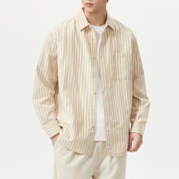 Men Cotton Linen Casual Commute Loose Long Sleeve Simple Fashion Stripe Shirt Male Vintage Fashion Plus Size Shirts Clothes
