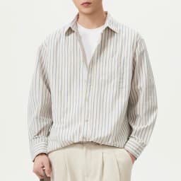 Men Cotton Linen Casual Commute Loose Long Sleeve Simple Fashion Stripe Shirt Male Vintage Fashion Plus Size Shirts Clothes