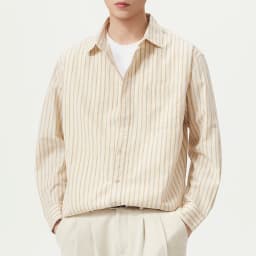 Men Cotton Linen Casual Commute Loose Long Sleeve Simple Fashion Stripe Shirt Male Vintage Fashion Plus Size Shirts Clothes