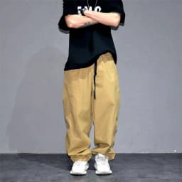 Premium Mens Cotton Black Casual Pants Elastic Waist Streetwear Urban Fashion Trendy Lounge Jogger Tapered Oversized Trousers