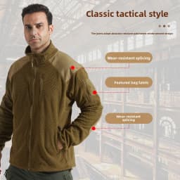 Football Cap Fleece Outdoor Cycling Hiking Fishing, Camping Sport, Stand-up Collar Fleece Jacket, Tactical Warm-weather Coat