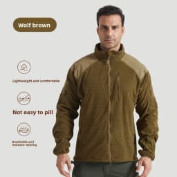 Football Cap Fleece Outdoor Cycling Hiking Fishing, Camping Sport, Stand-up Collar Fleece Jacket, Tactical Warm-weather Coat